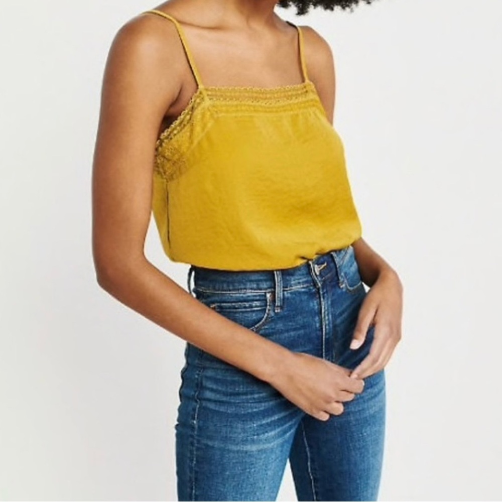 Abercrombie Square Neck Lace Silk Cami Size M